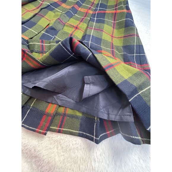 J.Crew Womens Pleated Tartan Plaid Wool Skirt Size 4 Green Navy Style 67298 - Picture 5 of 9